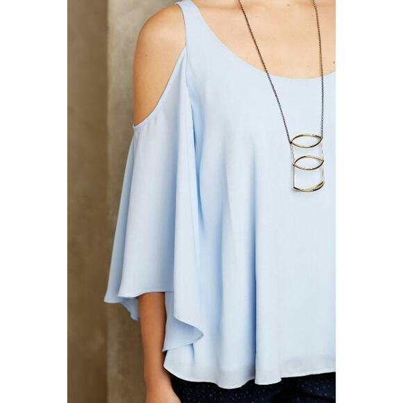 NEW Anthropologie Fluttered Aida Blouse by Deletta Size Small Blue - Picture 2 of 2